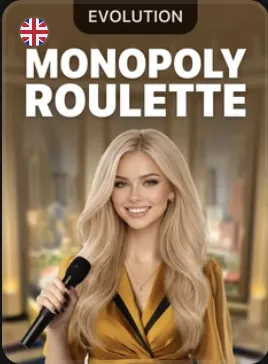 Monopoly Roulette cover: presenter holding a microphone