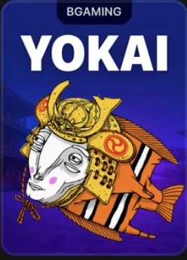 Yokai cover: striped fish spirit wearing a samurai helmet